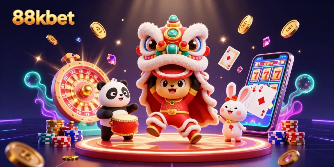 Experience the excitement of winning with 88kbet as dynamic characters celebrate in a vibrant casino scene.