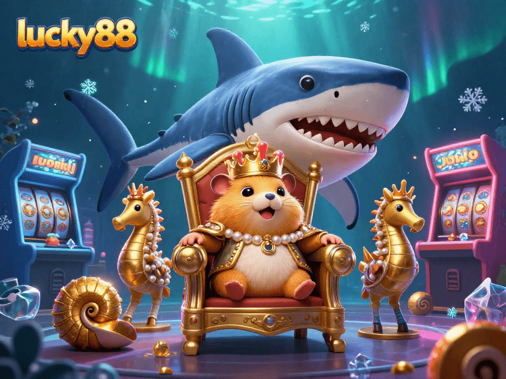 Engage with lucky88's vibrant casino experiences as a fierce golden hamster king leads with seahorse guards.