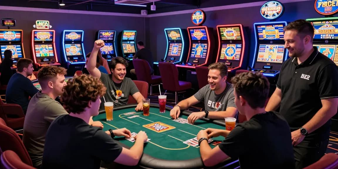 Enthusiastic players at B52 Club enjoying exciting casino games in a vibrant gaming lounge.