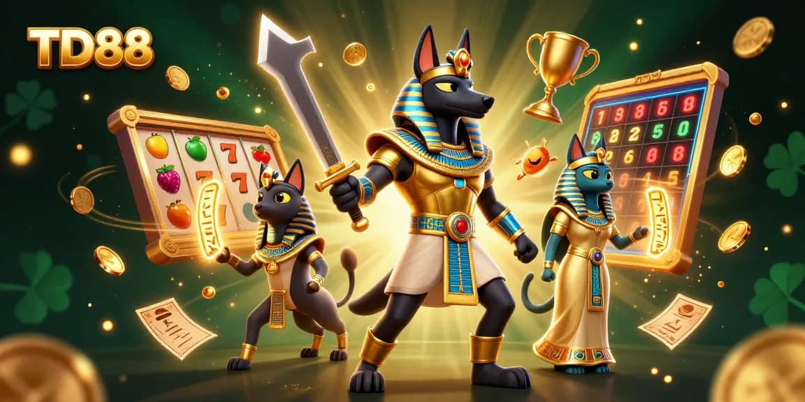 Engaging TD88 casino experience showcasing ancient Egyptian warriors in a vibrant gaming scene.