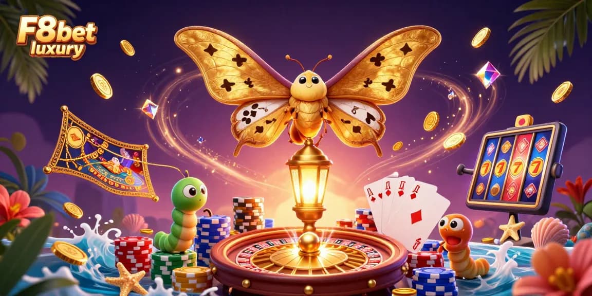 Experience thrilling play at F8bet luxury with stunning casino scenes filled with golden elements.