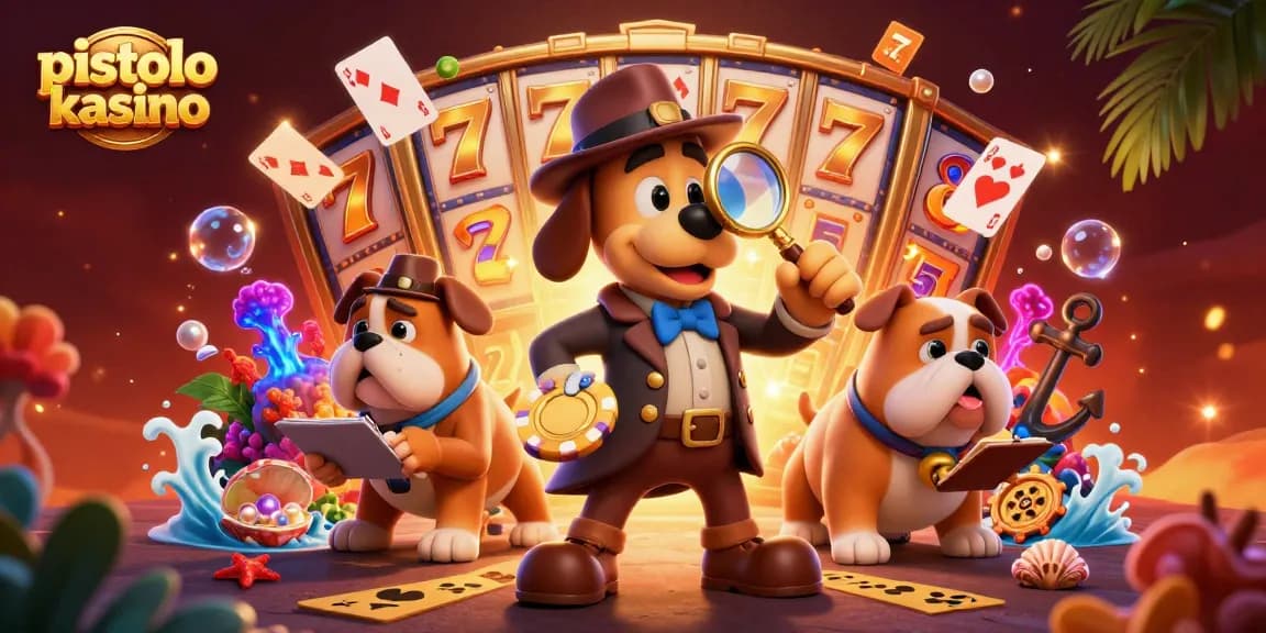 Pistolo kasino biedt spannende slots en grote winstkansen met een kleurrijke en dynamische casino-illustratie.