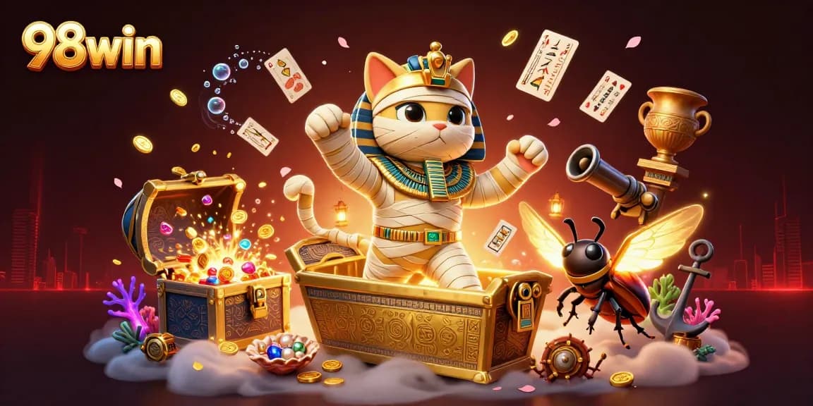 Engage with thrilling 98win gameplay featuring vibrant 3D Egyptian themes and dynamic casino elements.