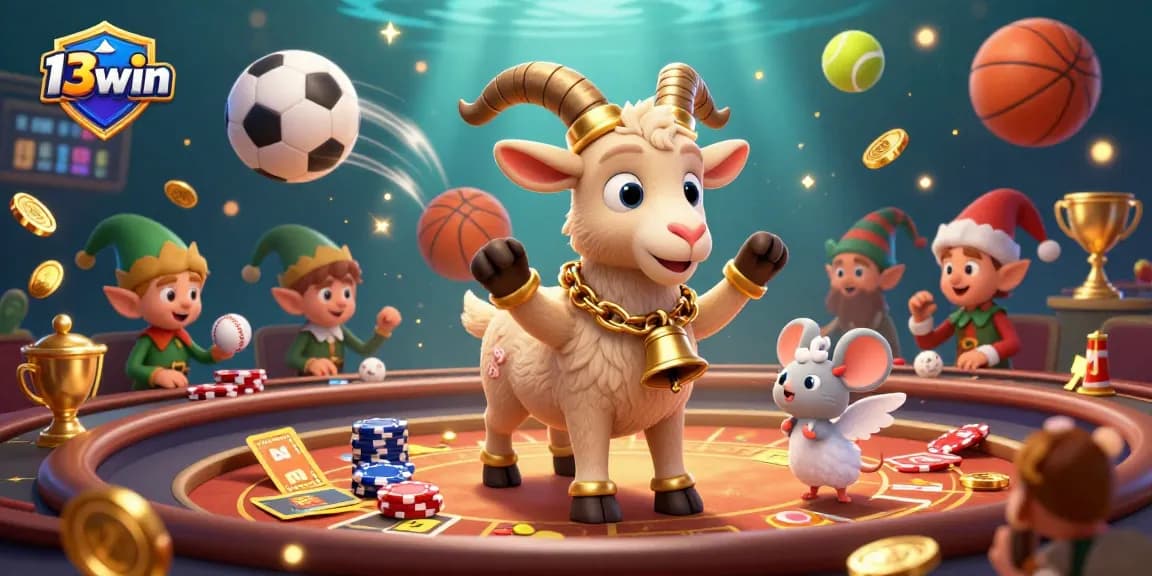 Join the thrills of 13win's vibrant casino experience with festive characters amidst dynamic gameplay.