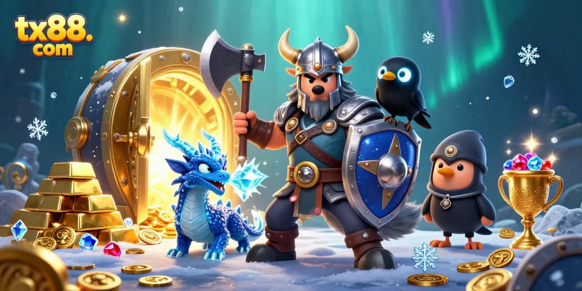 Experience the thrills of tx88. com with a Viking wolf warrior and treasure!