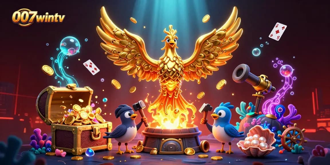 Winning strategies at 007wintv featuring fire-like gold phoenix and luxury elements