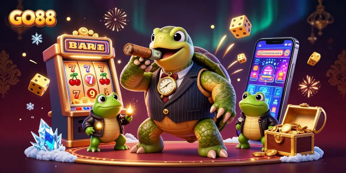 Experience the excitement of GO88 Casino with a dynamic 3D vivid slot machine scene showcasing jackpot wins and colorful game elements.