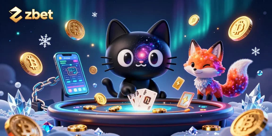 Engage with zbet's vibrant cosmic casino scene, featuring animated characters and crypto elements.