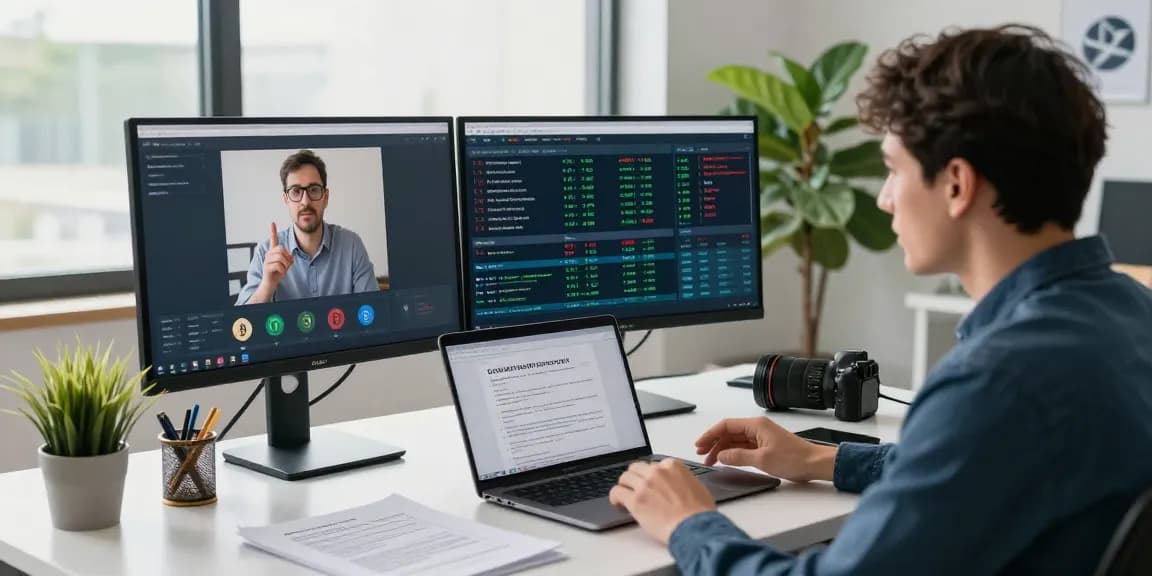 Récupération NFT scam avec consultants en crypto-trading, analyse de blockchain et documents légaux, environnement de bureau moderne et professionnel.