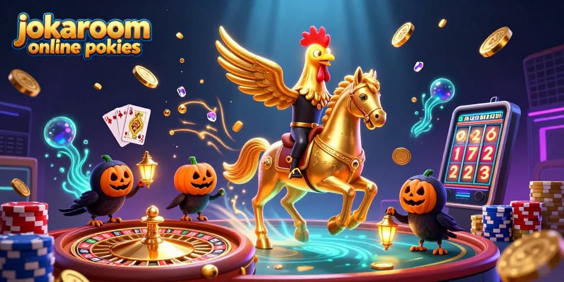 Experience epic wins with jokaroom online pokies amidst cascading coins and spinning reels.