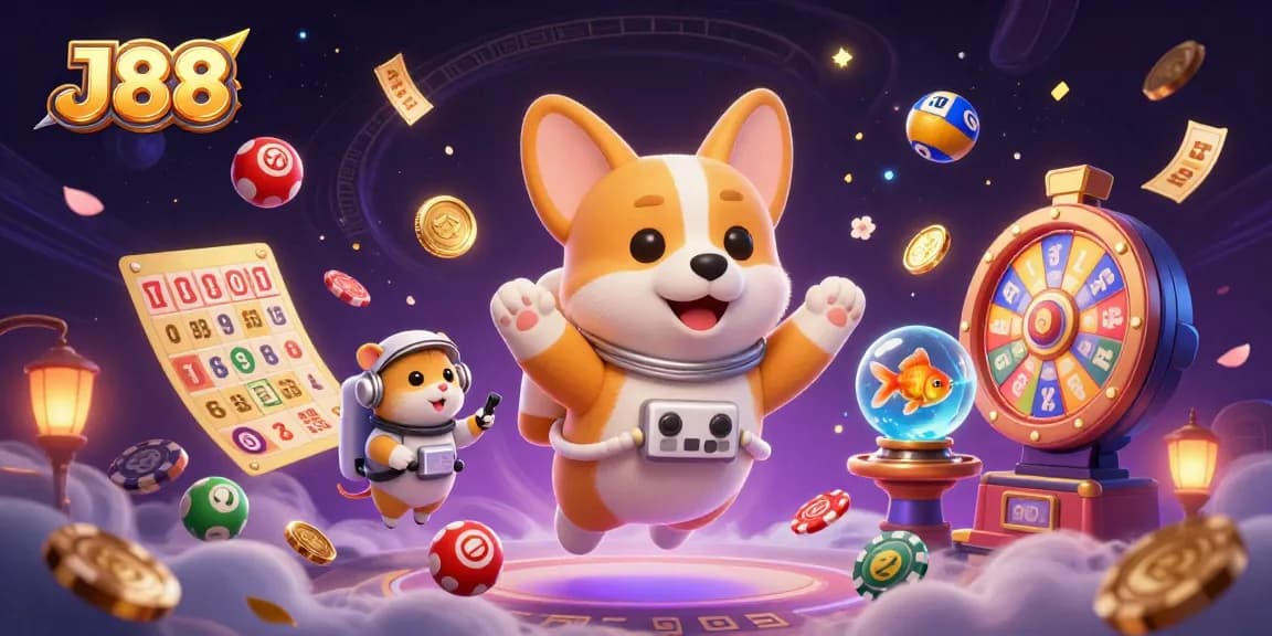 J88 immerses players in a vibrant space casino scene with engaging lottery elements.