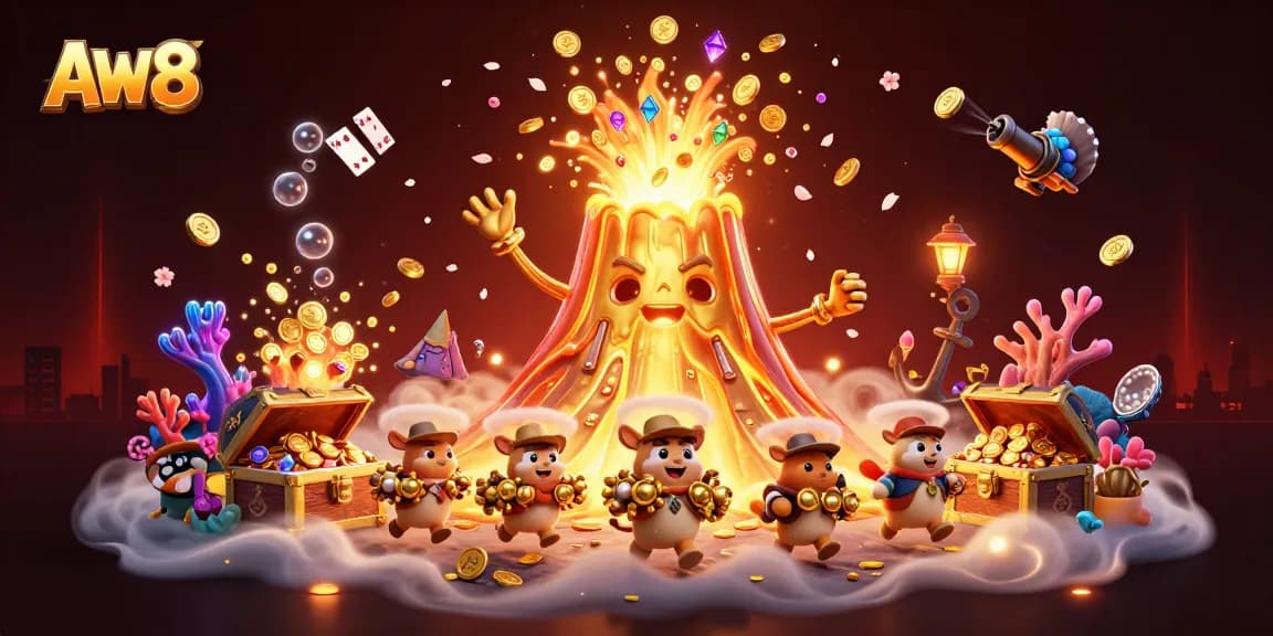 AW8 engages players in a vibrant casino adventure with gold coins and treasure galore.