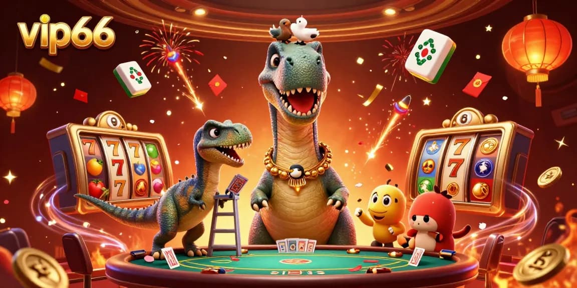 Experience thrilling slots and gaming excitement with vip66 in this vibrant 3D casino illustration.