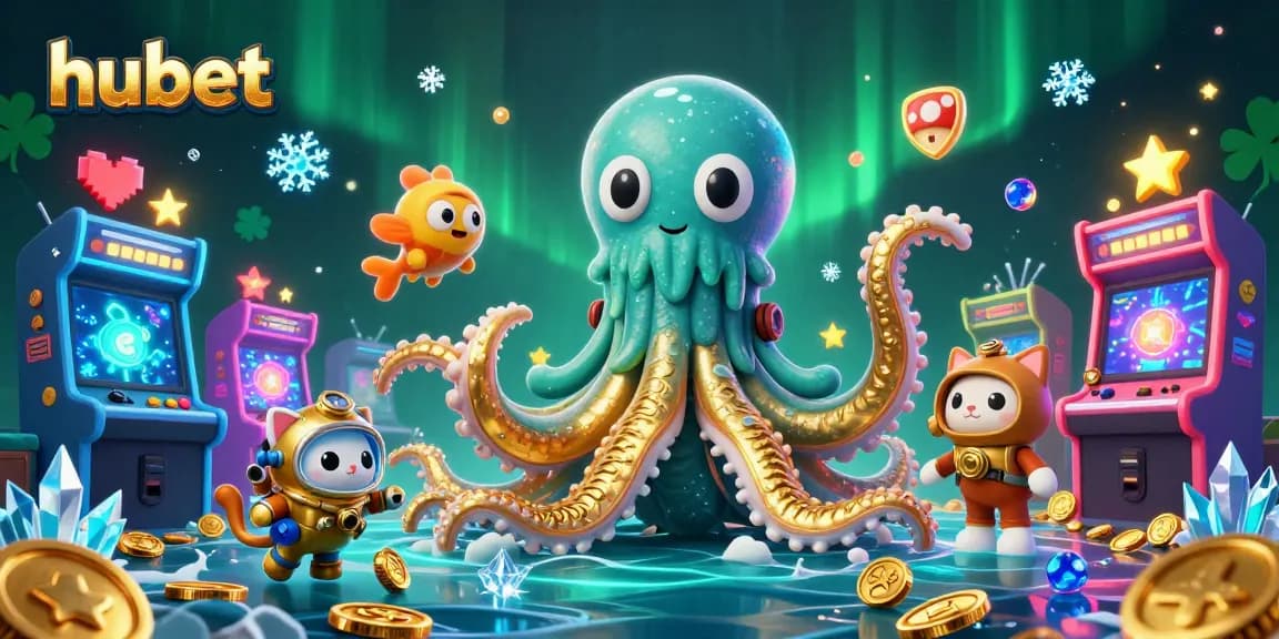 Win big with hubet in this vibrant 3D casino scene filled with captivating game elements.
