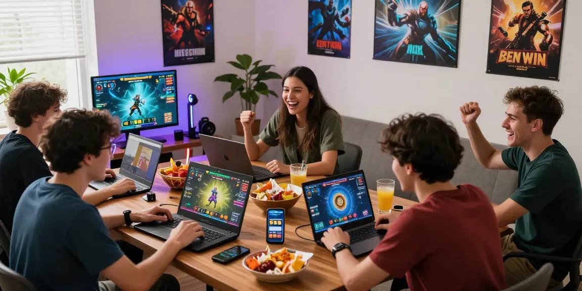 Friends enjoying an online game session on Sun win with lively atmosphere and engaging gameplay.