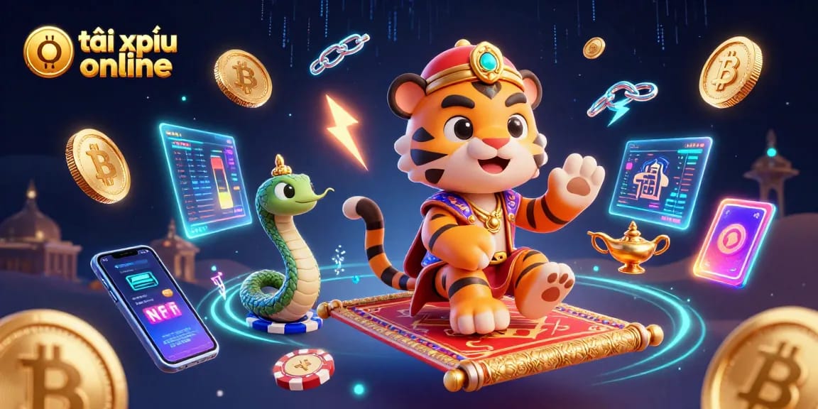 Experience thrilling tài xỉu online action with a magical Arabian-themed scene full of vibrant casino elements.