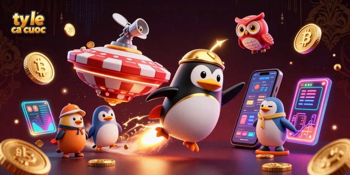 Bet on ty le ca cuoc with a penguin and poker chip-themed cosmic adventure.