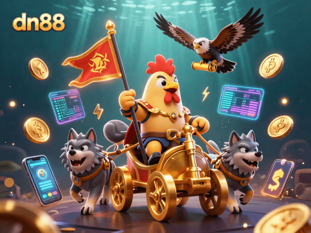 Win big at dn88 with thrilling games and legendary rooster warriors in an epic casino scene