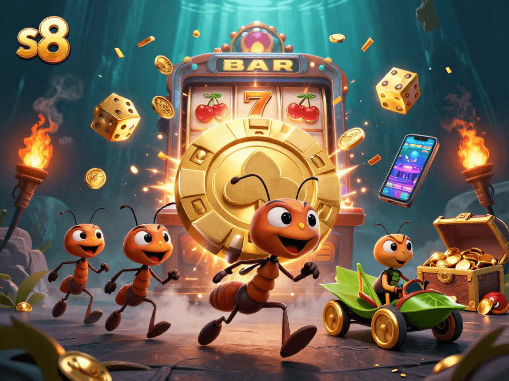 S8 players strategize their wins while enjoying a vibrant casino atmosphere filled with excitement and rewards.
