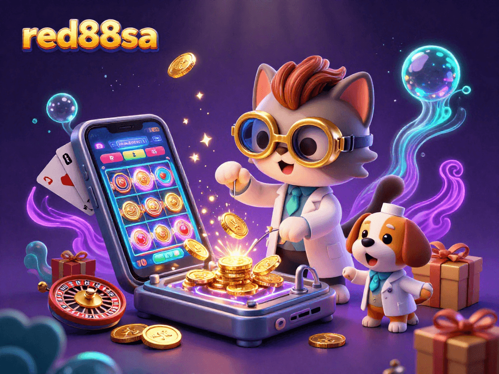 Discover exciting winning strategies with red88sa amidst a vibrant casino-themed scene.