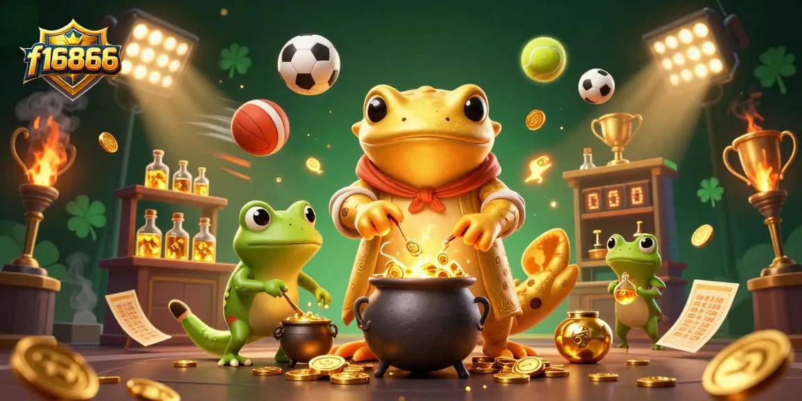 Experience the magic of f16866 as the golden salamander transforms metals into riches surrounded by vibrant casino elements.