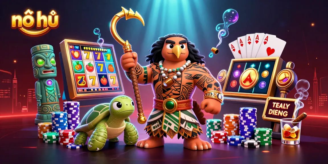 Jump into the excitement of nổ hũ with vivid online casino elements and characters!