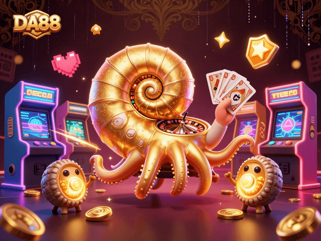Engage in DA88's thrilling 3D gaming adventure with vibrant characters and dynamic casino elements.