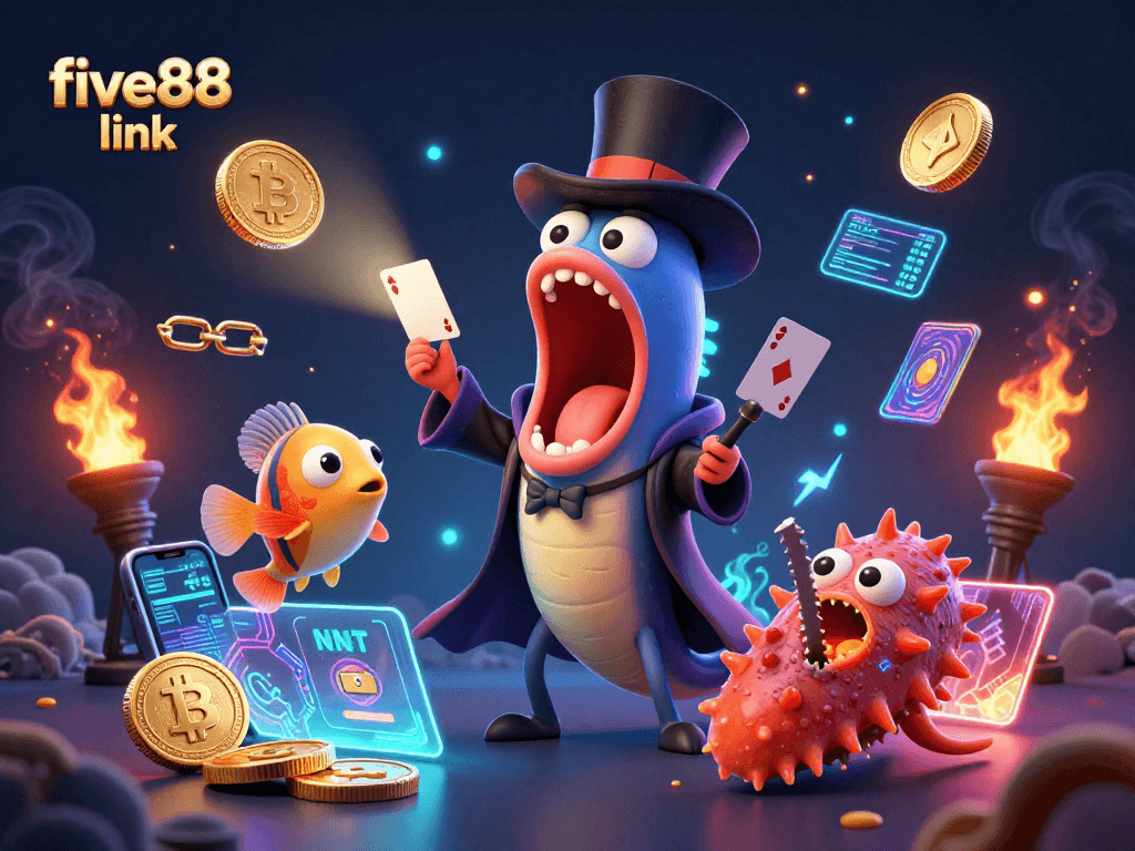 Experience the thrill of five88 link with vibrant 3D illustrations of underwater casino excitement.