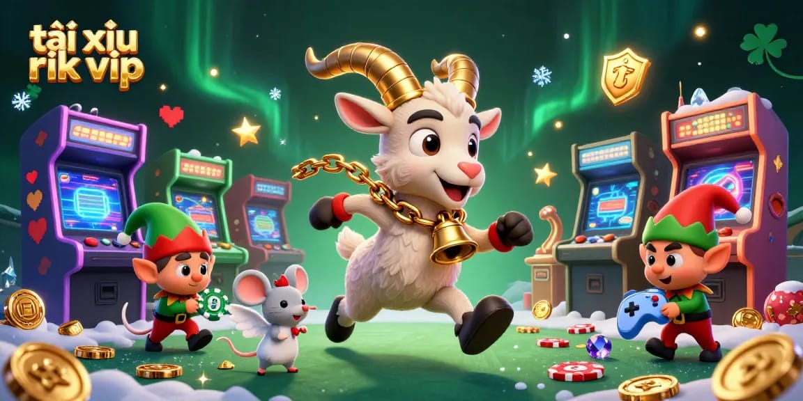 Experience tài xỉu rik vip excitement with a festive casino scene featuring colorful characters and vibrant gaming elements.