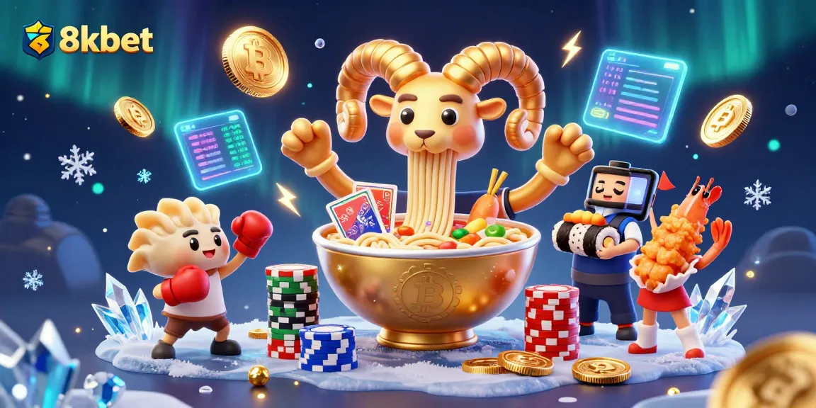 Bet with 8xbet alongside animated characters, vibrant coins, and gaming elements sparkling in a colorful scene.