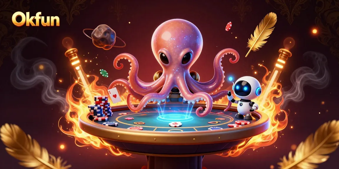 Engage in a thrilling poker game at Okfun with an alien octopus and robotic companion.