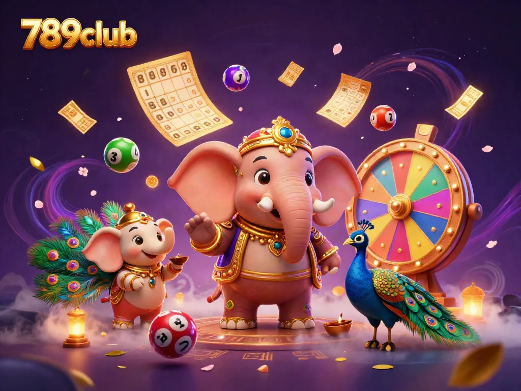 Engage with 789club's vibrant gamescape showcasing dynamic characters and colorful lottery elements.