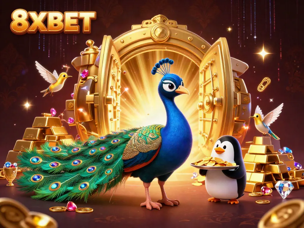 Engage in winning exciting games at 8XBET with our vibrant, richly illustrated scene.