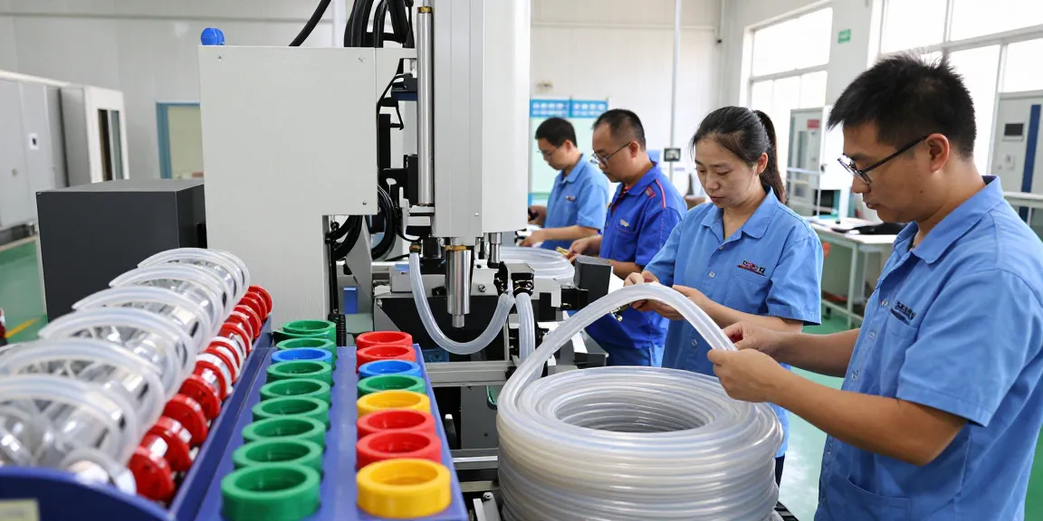 FEP slangen productieproces in een professionele fabriek met technici en hoogwaardige materialen.