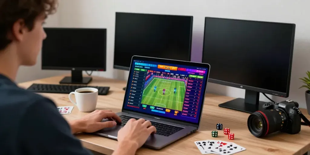 Dynamic live betting scene showcasing gaming excitement at https://red88.limited/ with colorful screens and stylish decor.