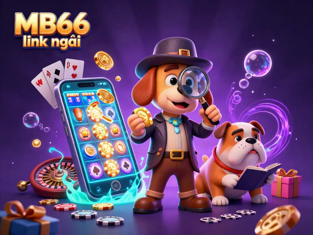 Play and win with MB66 link mới as the detective uncovers treasures in a colorful slot game.