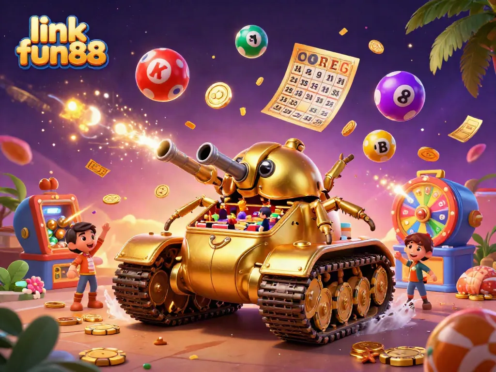Experience excitement with link fun88 as a golden beetle tank reveals a miniature casino joyfully.