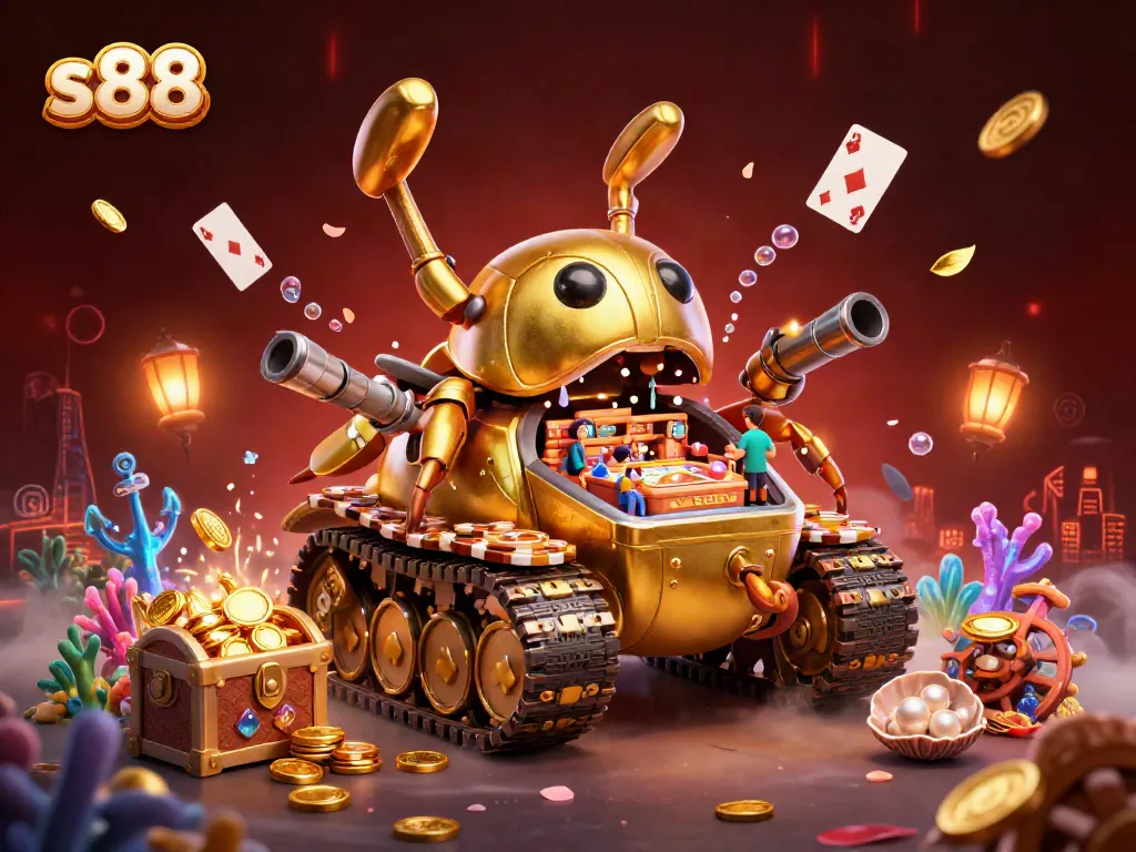 Experience thrilling wins at s88 with a vibrant casino scene filled with golden elements and excitement.