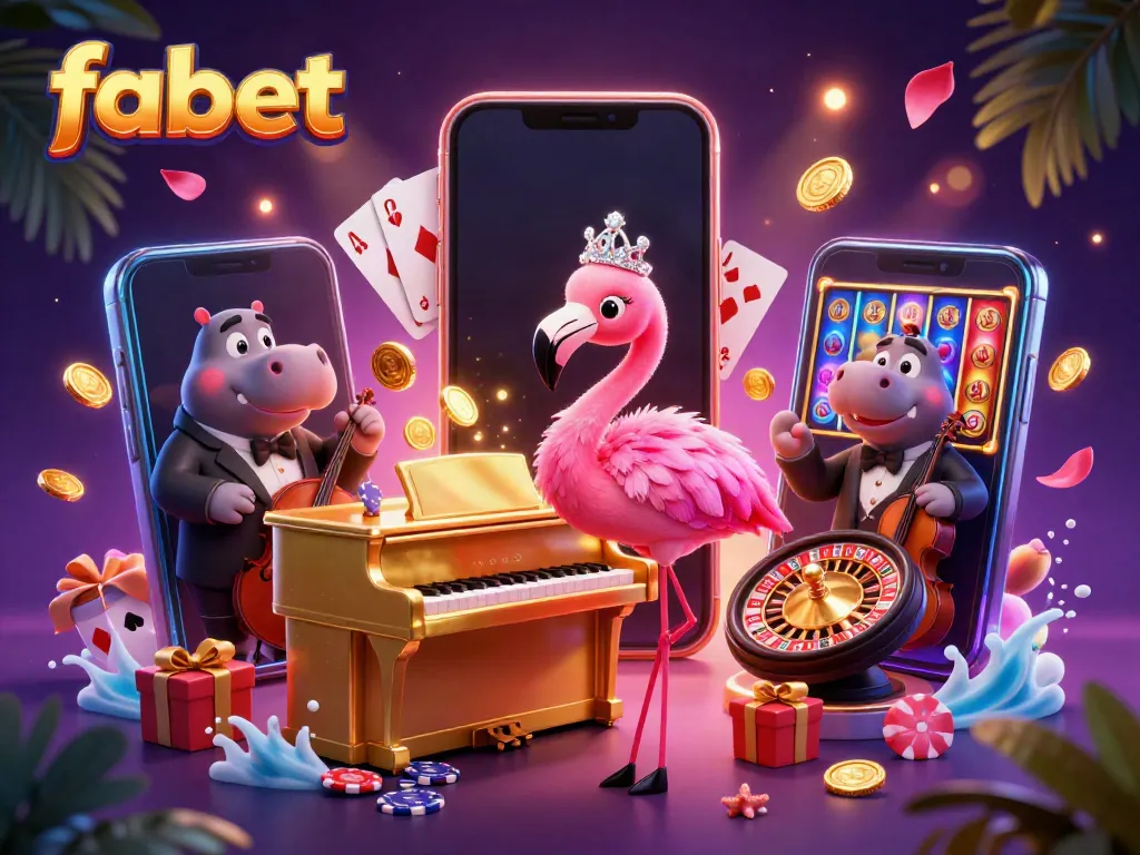 Experience fabet's vibrant gaming scene with live casino elements and dynamic characters.
