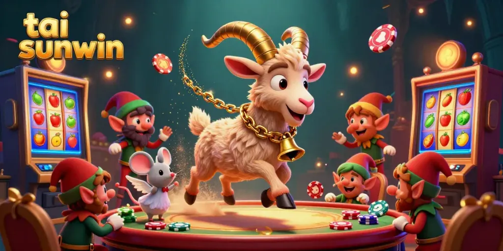 Experience the thrilling action of tai sunwin with a vibrant casino scene packed with playful characters.