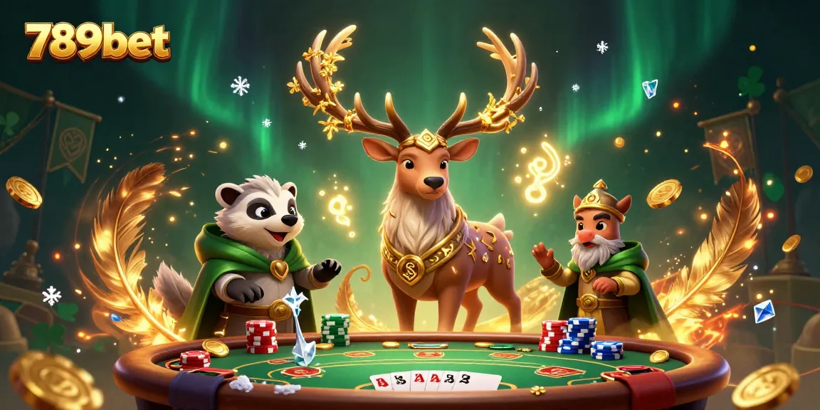 Engage with 789bet’s thrilling casino experience featuring a mystical stag and poker elements.
