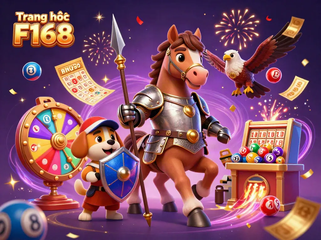 Experience excitement at Trang chủ F168 with vibrant lottery elements and engaging characters in a stunning scene.