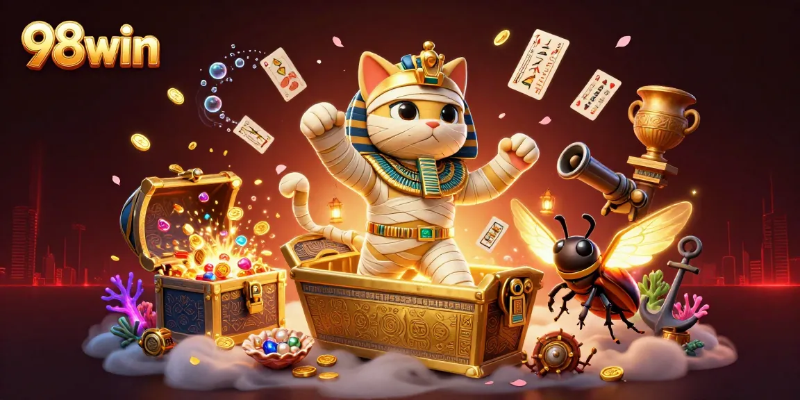 Engage with thrilling 98win gameplay featuring vibrant 3D Egyptian themes and dynamic casino elements.