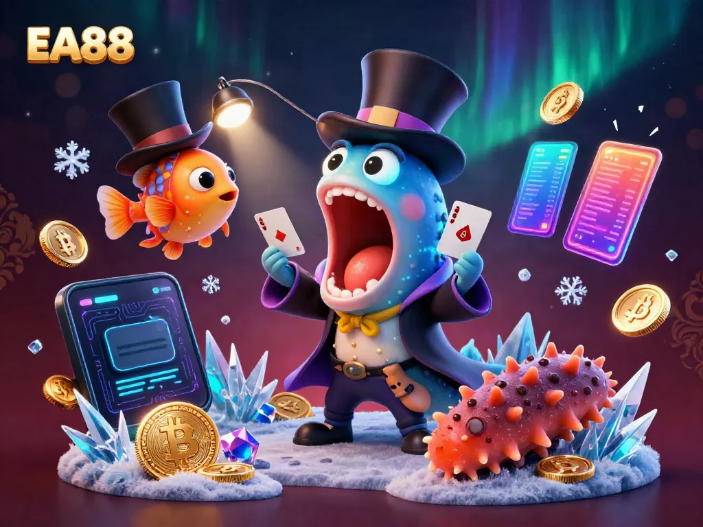 Experience thrilling card tricks and magic in EA88's vibrant underwater casino scene.