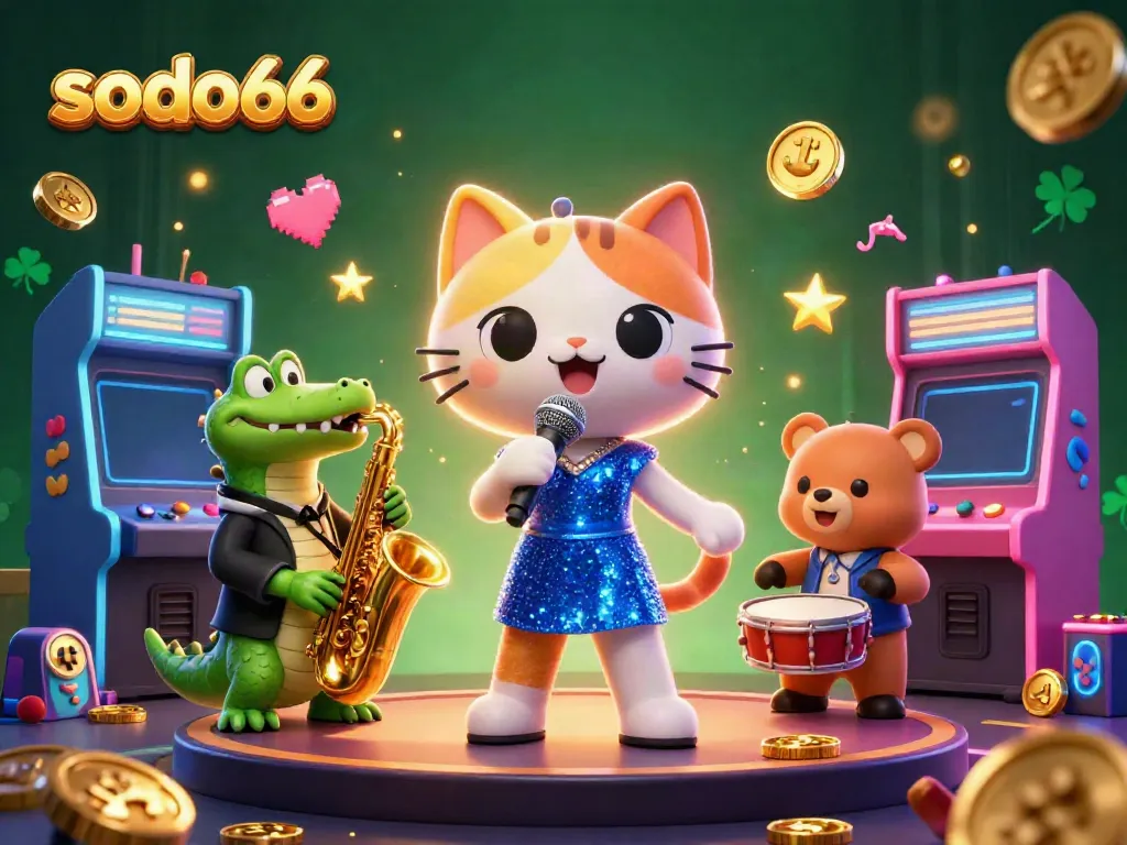 Engage with the immersive SODO66 casino experience featuring a jazz-singer cat and colorful games.