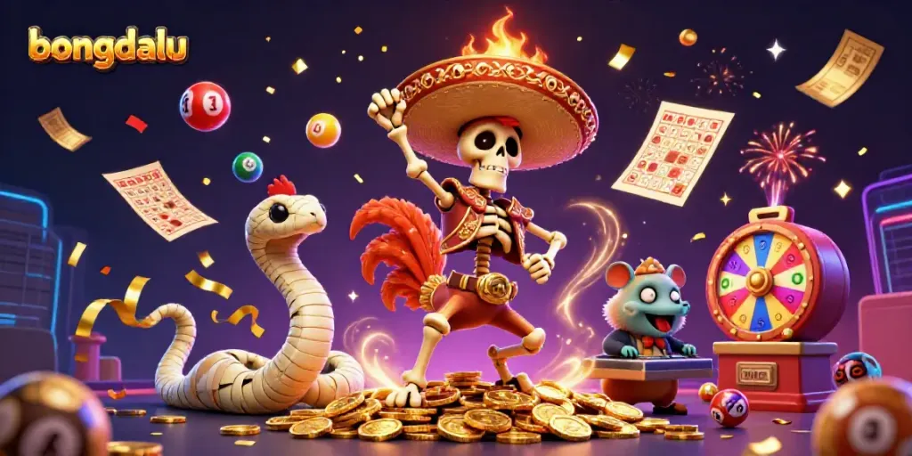 Experience bongdalu's thrilling victory with a jubilant dance and vibrant gambling elements.