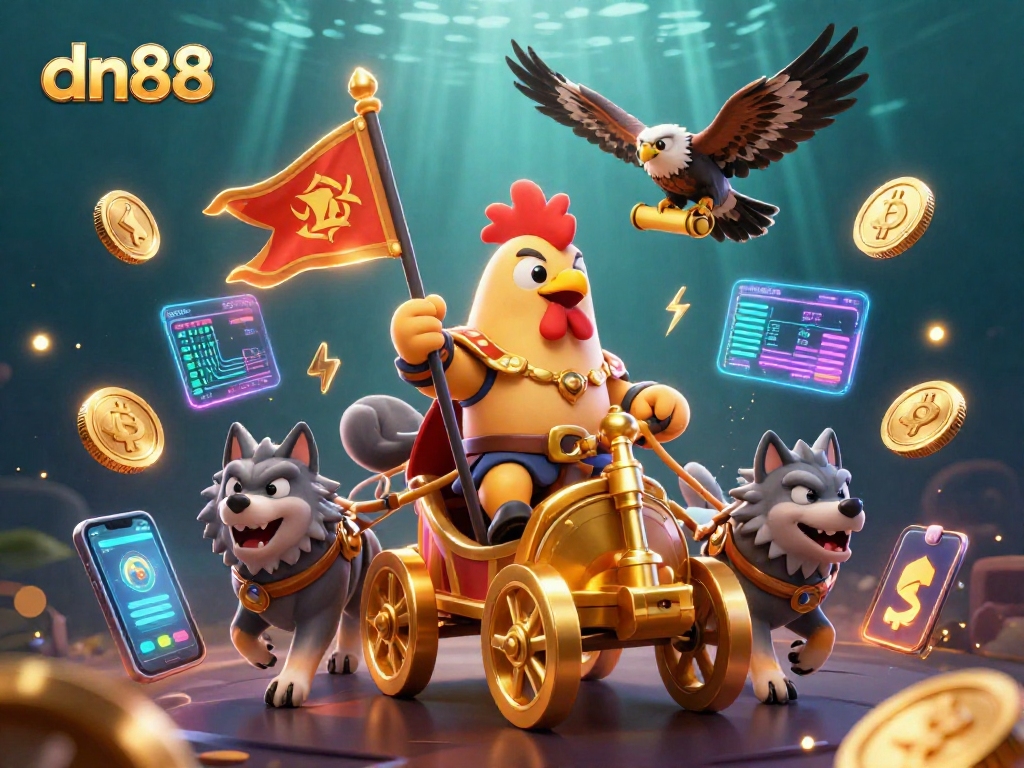 Win big at dn88 with thrilling games and legendary rooster warriors in an epic casino scene
