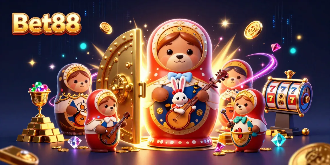 Experience an exciting Bet88 adventure with charming 3D characters and casino-themed elements.