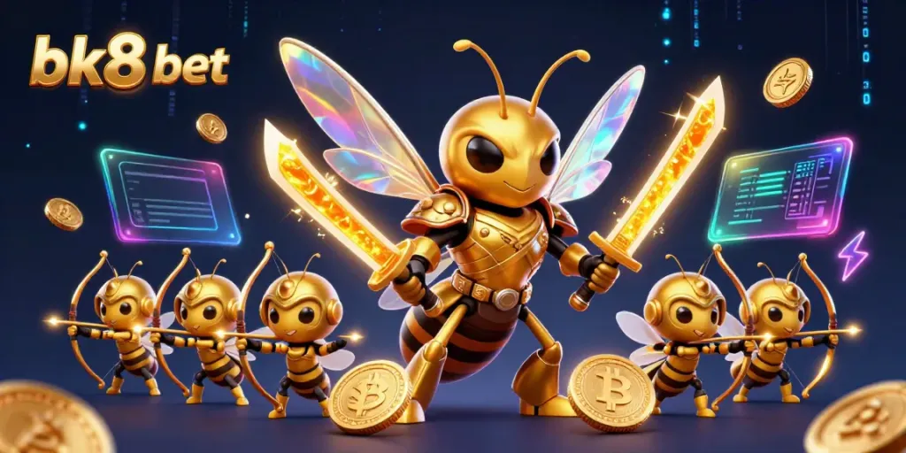 Engage in thrilling online gaming with bk8 bet in this dynamic 3D illustration.