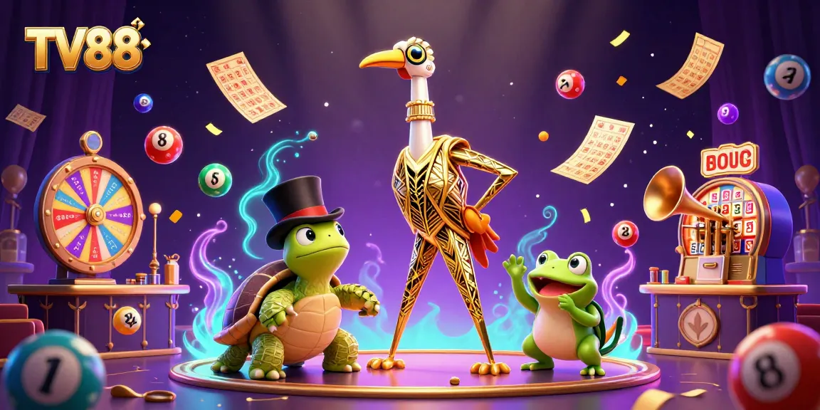 Experience thrilling gambling at TV88 with dynamic lottery balls, lively characters, and vibrant casino elements.